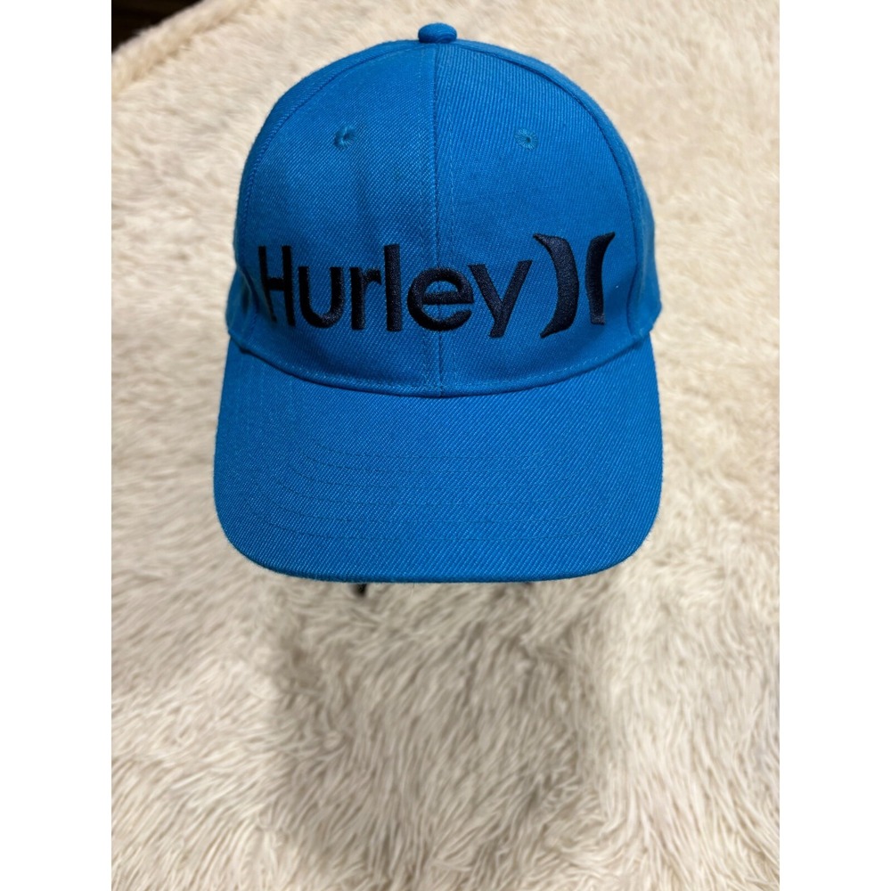 HURLEY‎ BLUE BASEBALL HAT SNAP BACK BLACK LOGO